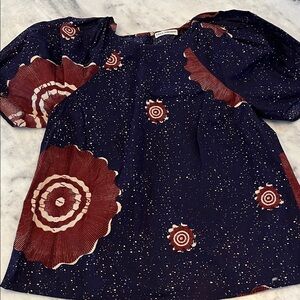 Ulla Johnson Navy and Burgundy Blouse